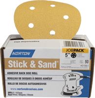 Norton Stick & Sand Series 07660701652 Sanding Disc, 6 in Dia, Coated, 80 Grit, Coarse, Aluminum Oxide Abrasive