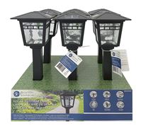 Boston Harbor Solar Coach Stake Light, Ni-Mh Battery, AA Battery, 1-Lamp, Plastic and Glass Fixture, Black, Pack of 6