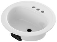 Bootz Laurel Series 021-2435-00 Lavatory Sink, Round Basin, 3-Deck Hole, 19 in OAW, 19 in OAH, 7-13/16 in OAD, Steel