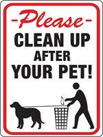 Hy-Ko 20617 Identification Sign, Rectangular, CLEANUP AFTER YOUR PET!, Black/Red Legend, White Background, Plastic, Pack of 10