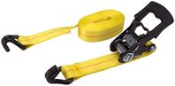 ProSource FH64071 Tie-Down, 1-1/2 in W, 15 ft L, Polyester Webbing, Metal Ratchet, Yellow, 1666 lb, Steel End Fitting