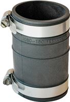 Fernco P1060-150 Flexible Coupling, 1-1/2 in, Socket, PVC, Black, 4.3 psi Pressure