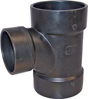 Canplas 102136BC Reducing Sanitary Pipe Tee, 4 x 3 in, Hub, ABS, Black