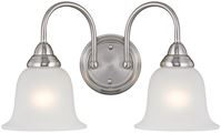 Boston Harbor LYB130928-2VL-BN Wall Sconce, 60 W, 2-Lamp, A19 or CFL Lamp, Steel Fixture, Brushed Nickel Fixture