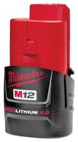 Milwaukee 48-11-2420 Rechargeable Battery Pack, 12 V Battery, 2 Ah, 1/2 hr Charging