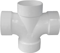 Canplas 192189 Double Sanitary Pipe Tee, 3 x 1-1/2 in, Hub, PVC, White