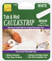 Homax 34015 Caulking Strip, White, 120 deg F, 7/8 in W X 11 ft L