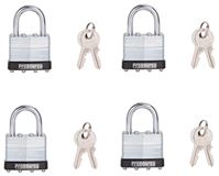 ProSource HD-3DX4-3L Padlock Set, Standard Shackle, 1/4 in Dia Shackle, 1-1/4 in H Shackle, Steel Shackle, Steel Body