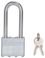 ProSource HD00024L-3L Padlock, Long Shackle, 11/32 in Dia Shackle, 3-1/4 in H Shackle, Steel Shackle, Steel Body