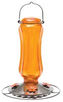 Perky-Pet 8135-2 Bird Feeder, Carnival Glass Vintage, 16 oz, 4-Port/Perch, Glass, Orange, 11-3/4 in H