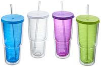 Arrow Plastic 00015 Travel Tumbler, 24 oz Capacity, Plastic, Insulated, Pack of 4