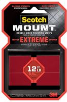 Scotch-Mount 414H-ST Extreme Mounting Strip, 3 in L, 1 in W, Closed-Cell Acrylic Foam Backing, Black