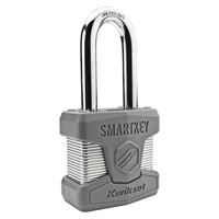 Kwikset 026 SMT LGN CP Padlock, Alike Key, Long Shackle, 0.359 in Dia Shackle, Molybdenum Shackle, Steel Body