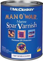 McCloskey Man O War 080.0007507.005 Marine Spar Varnish, Semi-Gloss, Clear, Liquid, 1 qt, Can, Pack of 4