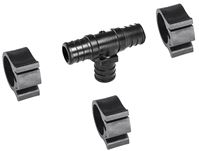 Flair-It PEXLOCK 30827 Pipe Tee with Clamp, 3/4 in, Black, 100 psi Pressure