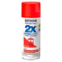 Rust-Oleum Painters Touch 2X Ultra Cover 334084 Spray Paint, Satin, Poppy Red, 12 oz, Aerosol Can