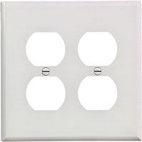 Eaton Wiring Devices PJ82W Duplex and Single Receptacle Wallplate, 4-7/8 in L, 4-15/16 in W, 2 -Gang, Polycarbonate