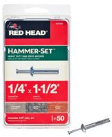 Red Head Hammer-Set 35303 Anchor, 1/4 in Dia, 1-1/2 in L, Steel, Zinc