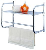 Simple Spaces BR32-CH Bathroom Rack, 11 lb Each shelf, 6.6 lb Each Towel Rack Max Weight Capacity, 1-Shelf, Metal