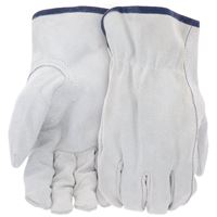 Boss 4065L Gloves, L, Keystone Thumb, Open, Shirred Elastic Back Cuff, Cowhide Leather, Gray