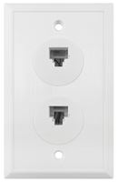 Amerelle VW6E6EW Dual Ethernet Wallplate, White, Flush Mounting, Pack of 4