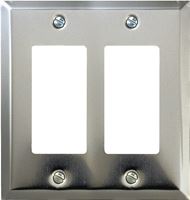 Amerelle 161RR Wallplate, 4-15/16 in L, 4-9/16 in W, 2 -Gang, Steel, Polished Chrome