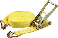ProSource FH64072 Tie-Down, 2 in W, 40 ft L, Polyester Webbing, Metal Ratchet, Yellow, 3333 lb, Steel End Fitting