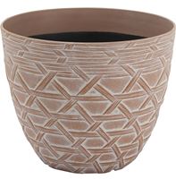 Landscapers Select S19121015-10 Arabesque Planter, 8 in Dia, 6-3/8 in H, Round, High-Density Resin, White Wash, Pack of 6