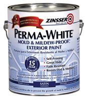 ZINSSER 03101 Exterior House Paint, Satin, White, 1 gal Can, Pack of 4