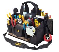 CLC Tool Works Series 1529 Center Tray Tool Bag, 9 in W, 9 in D, 16 in H, 17-Pocket, Polyester