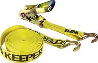 Keeper 04622 Tie-Down, 2 in W, 27 ft L, Polyester, Yellow, 3333 lb, J-Hook End Fitting