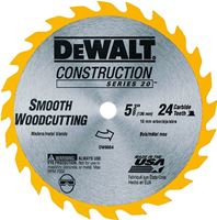 DeWALT DW9054 Circular Saw Blade, 5-3/8 in Dia, 10 mm Arbor, 24-Teeth, Carbide Cutting Edge