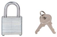 ProSource HD00010 Padlock, Standard Shackle, 3/16 in Dia Shackle, Steel Shackle, Steel Body, Laminated/Nickel