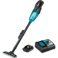 Makita XLC02R1B Cordless Vacuum Kit, 1.3 pt Vacuum, 18 V Battery, Lithium-Ion Battery, 2 Ah