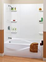 Maax 101604-000-129 Bathtub Wall Kit, 31 in L, 48 to 60 in W, 59 in H, Polystyrene, Glue Up Installation, White