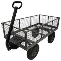 Landscapers Select TC4205EG Garden Cart, 1200 lb, Steel Deck, 4-Wheel, 13 in Wheel, Pneumatic Wheel, Pull Handle