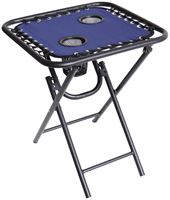 Seasonal Trends T5S18FR1BKOX60 Stretch Folding Table, 18 in OAW, 18 in OAD, 21-1/2 in OAH, Steel Frame, Black/Navy