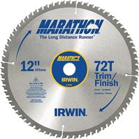 Irwin Marathon 14082 Table Saw Blade, 12 in Dia, 1 in Arbor, 72-Teeth, Carbide Cutting Edge