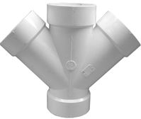 Canplas 192354Z Double Pipe Wye, 4 in, Hub, PVC, White, SCH 40 Schedule