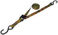 ProSource FH64068 Tie-Down, 1 in W, 10 ft L, Polyester Webbing, Metal Buckle, Camouflage, 400 lb, S-Hook End Fitting, Pack of 6