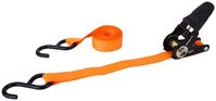 ProSource FH64052 Tie-Down, 1 in W, 10 ft L, Polyester Webbing, Metal Ratchet, Orange, 400 lb, S-Hook End Fitting