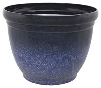 Landscapers Select PT-S028 Planter, 22 in Dia, 16 in H, Round, Resin, Blue, Satin, Pack of 4