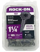 Rock-On 23301 Screw, #9 Thread, 1-1/4 in L, Serrated Thread, Flat Head, Star Drive, Steel, Zinc Green, 185 PK