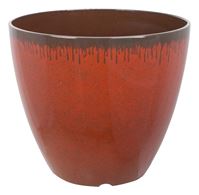 Landscapers Select PT-S023 Planter, 12 in Dia, 10 in H, Round, Resin, Red, Mocha Drip, Pack of 6