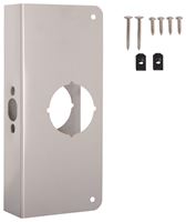 ProSource HSH-050SBN-PS Door Reinforcer, 2-3/8 in Backset, 1-3/4 in Thick Door, Steel, Satin Nickel, 9 in H, 4 in W