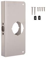 ProSource HSH-048SBN-PS Door Reinforcer, 2-3/8 in Backset, 1-3/8 in Thick Door, Steel, Satin Nickel, 9 in H, 4 in W