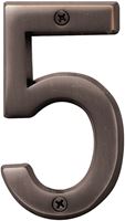 Hy-Ko Prestige Series BR-42OWB/5 House Number, Character: 5, 4 in H Character, Bronze Character, Solid Brass, Pack of 3