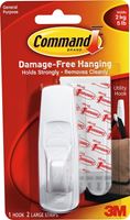 Command 17003CS Clip Strip, 0.46 in Thick, Plastic Backing, White, 5 lb, Pack of 12