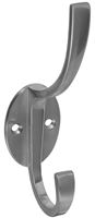 National Hardware V8009 N806-824 Coat and Hat Hook, 2-Hook, Zinc, Satin Nickel, 1/PK, Pack of 5