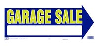 Hy-Ko 22451 Directional Sign, GARAGE SALE (Arrow), Yellow Legend, Blue Background, Plastic, 9 in H x 18 in W Dimensions, Pack of 10